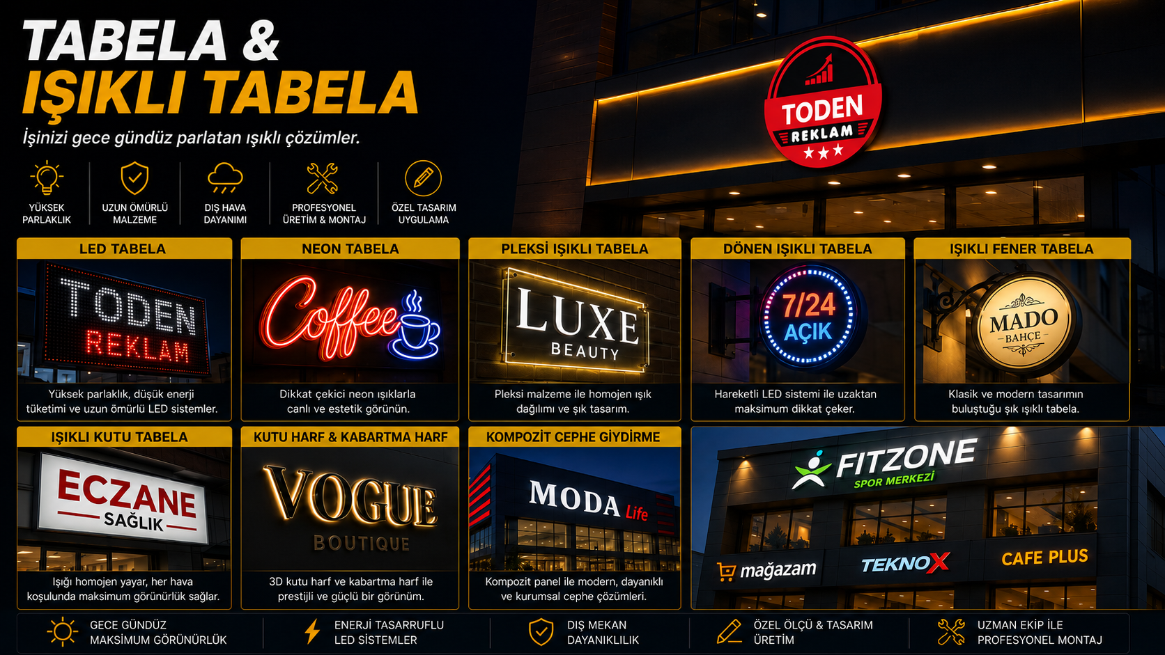 Işıklı Kutu Harf Tabela — Omurtak Caddesi
